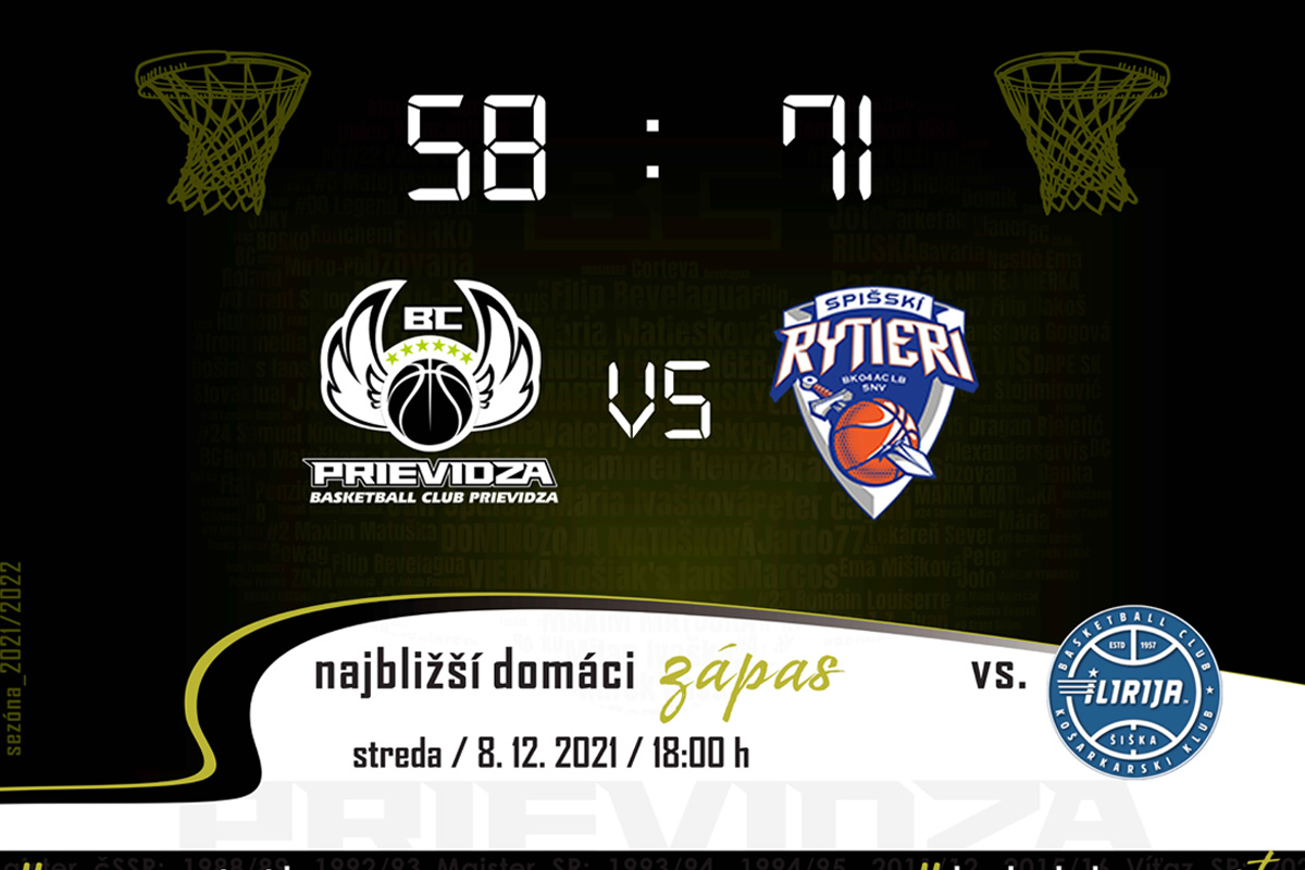 BC Prievidza - Spišskí Rytieri 58:71