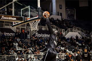 Európsky pohár FIBA: PAOK Solún - BC Prievidza 101:70 (Dávid Bakos)